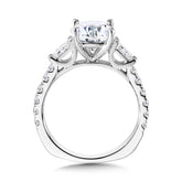 Baguette Accented & Hidden Halo Diamond Engagement Ring